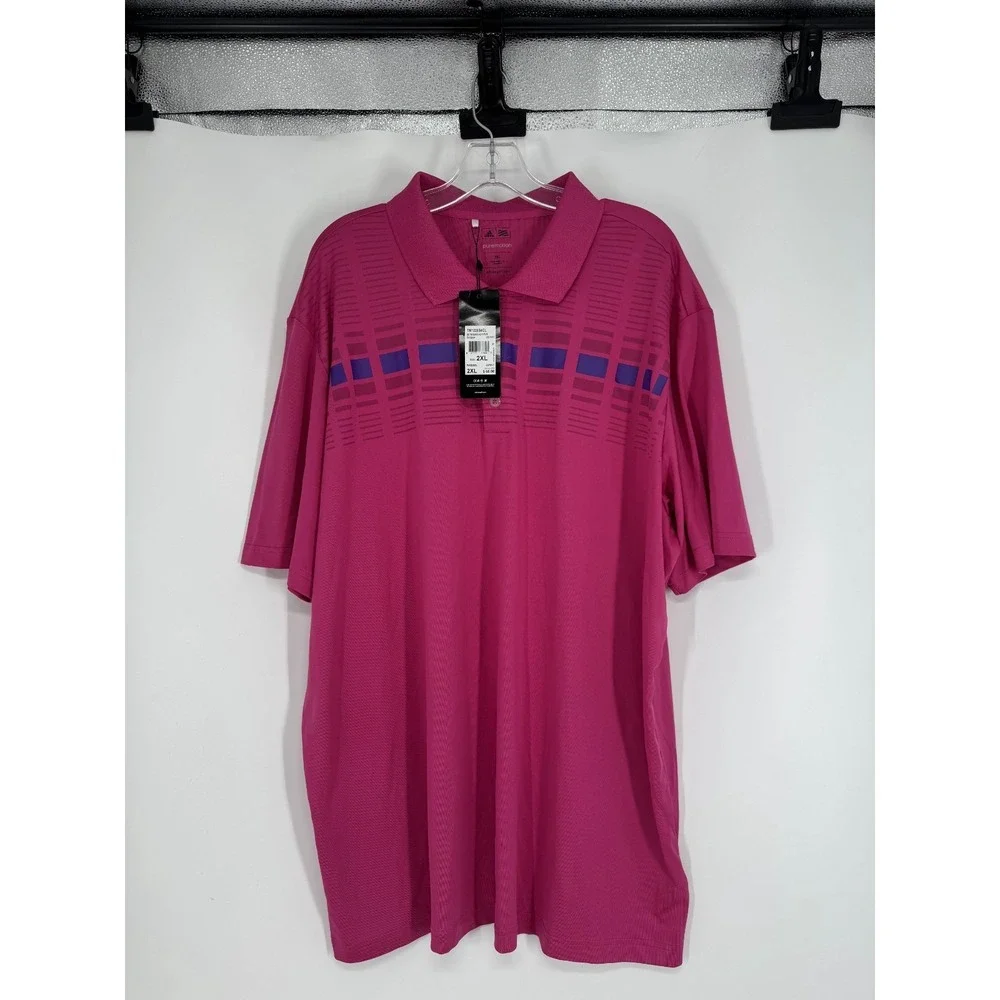 Adidas Puremotion Golf Polo Shirt Mens 2XL Performance Striped Short Sleeve